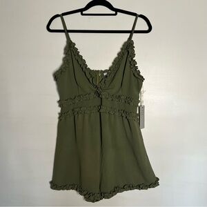 Iris Olive Green Ruffled Jumpsuit